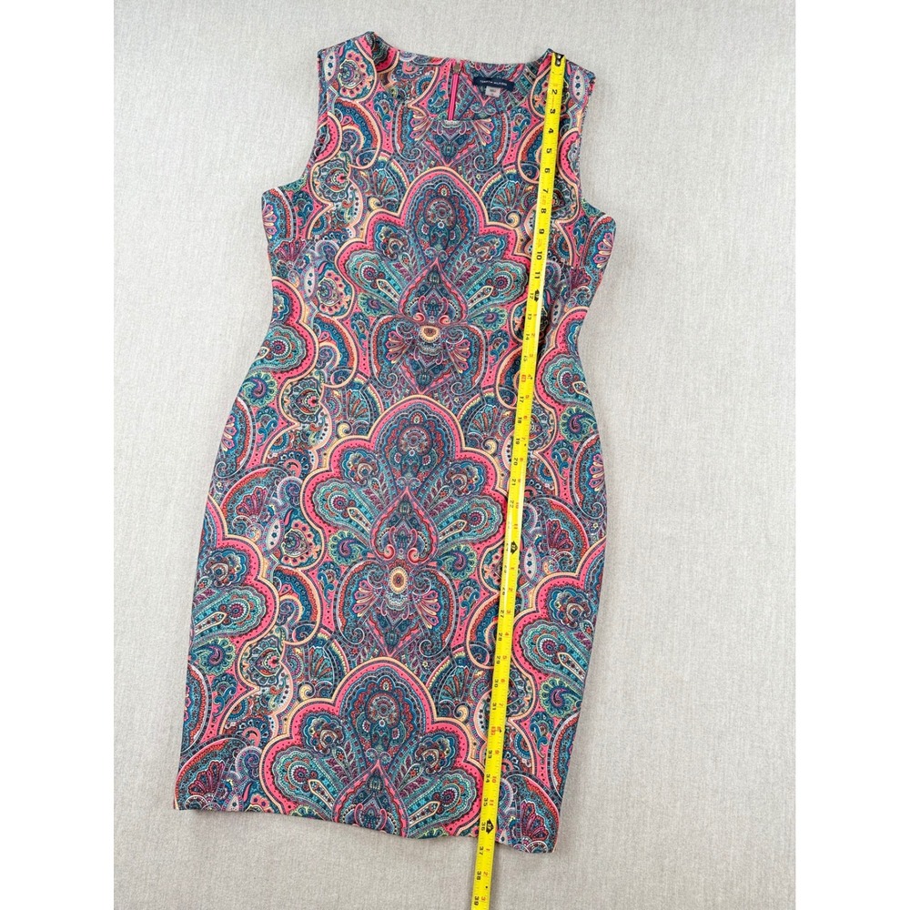 Tommy Hilfiger Pink Blue Paisley Sleeveless Sheath Dress Size 10 - Picture 4 of 6